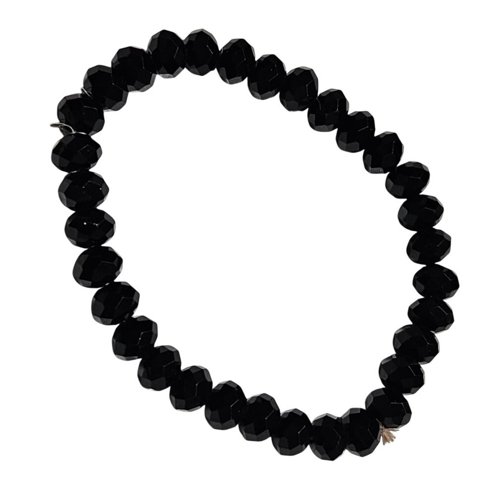 Elegant Black Faceted Beaded Elastic Bracelet Minimalist Fashion Jewelry Women